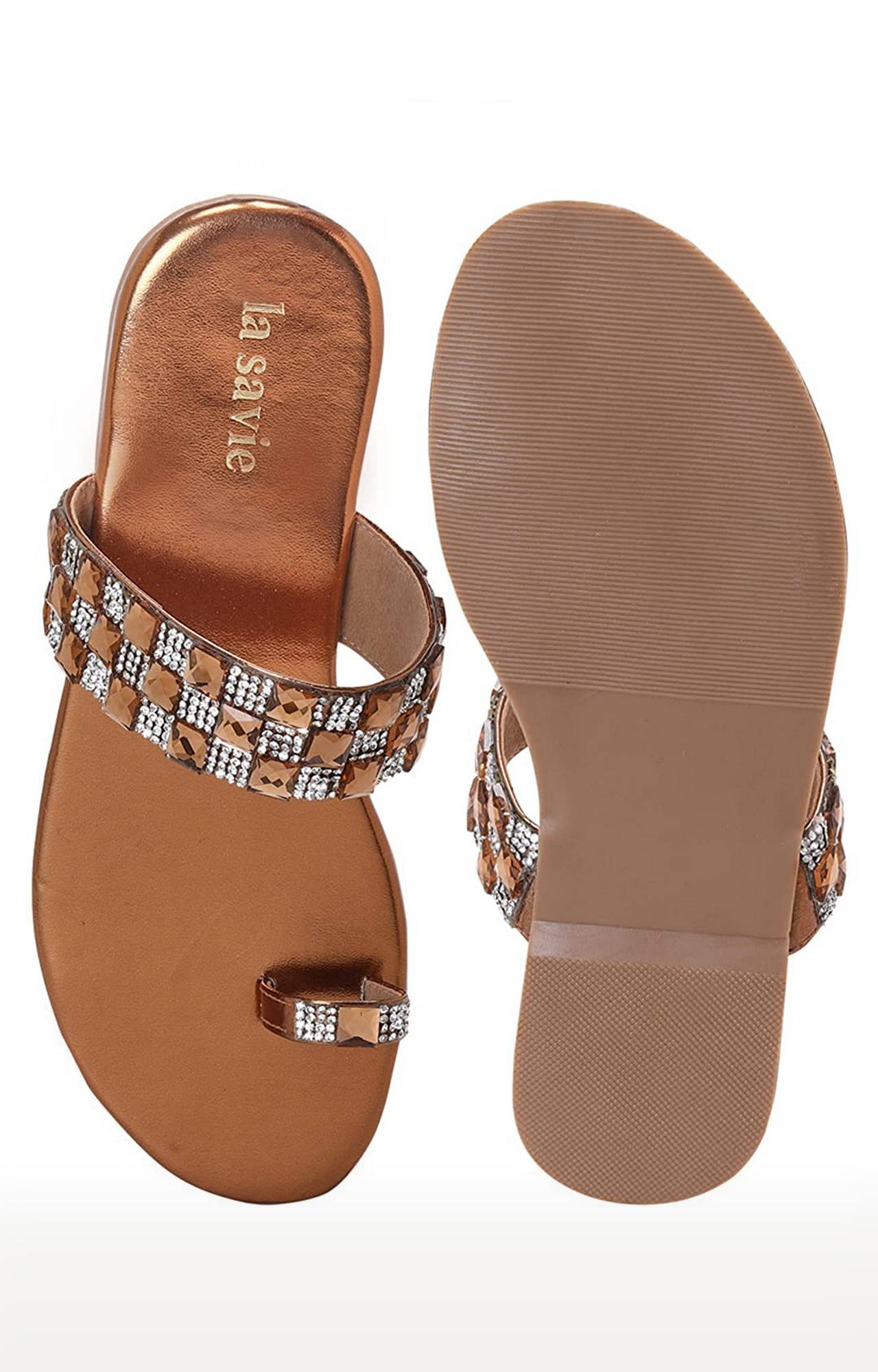 La Savie Women Embellished Bronze Flats 