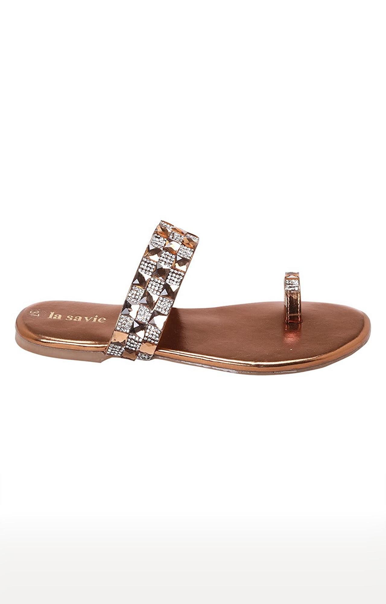 La Savie Women Embellished Bronze Flats 