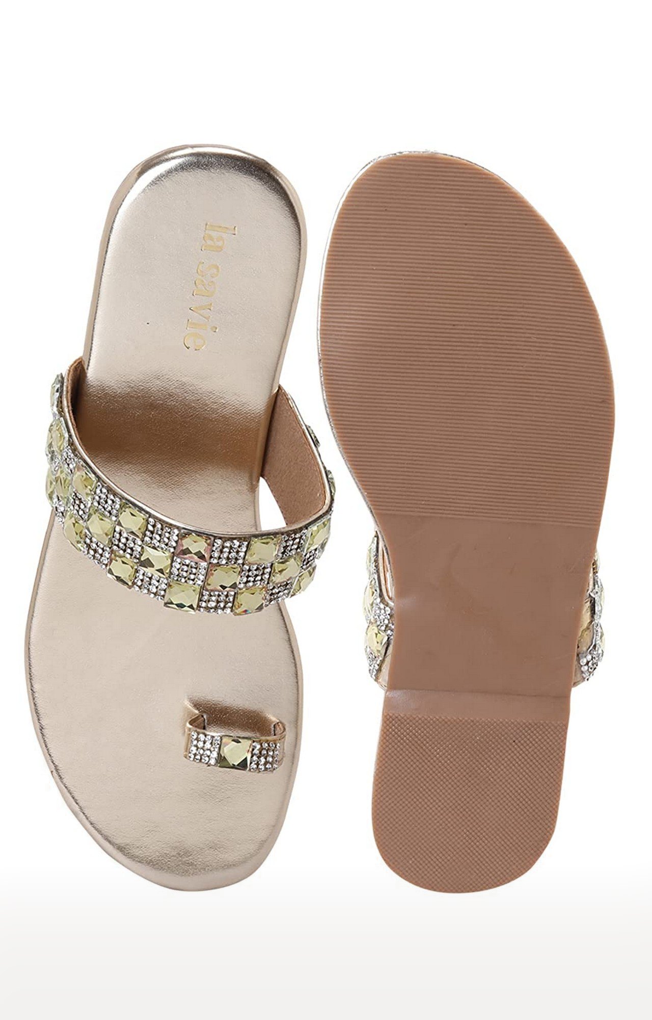 La Savie Women Embellished Sliver Flats 