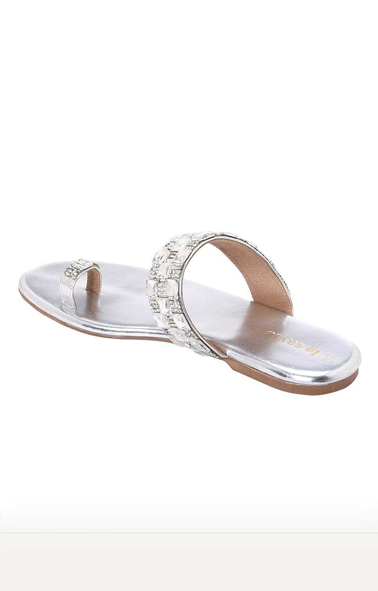 La Savie Women Embellished Silver Flats 