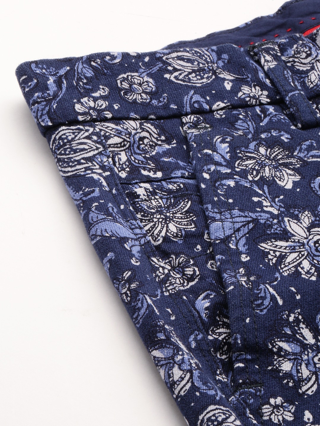 SHOWOFF Men's Knee Length Printed Navy Blue Mid-Rise Regular Shorts