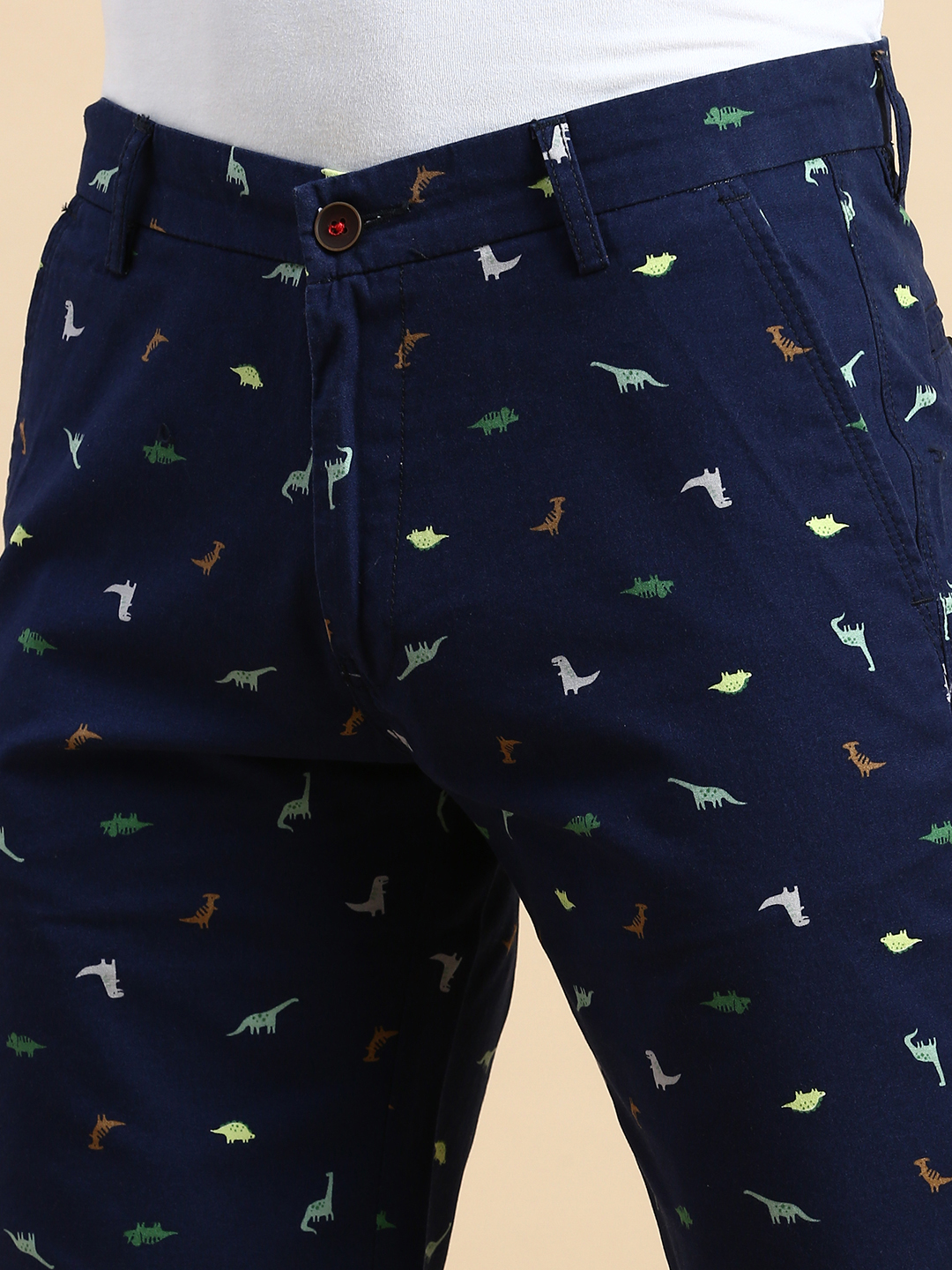 SHOWOFF Men's Knee Length Printed Navy Blue Mid-Rise Regular Shorts