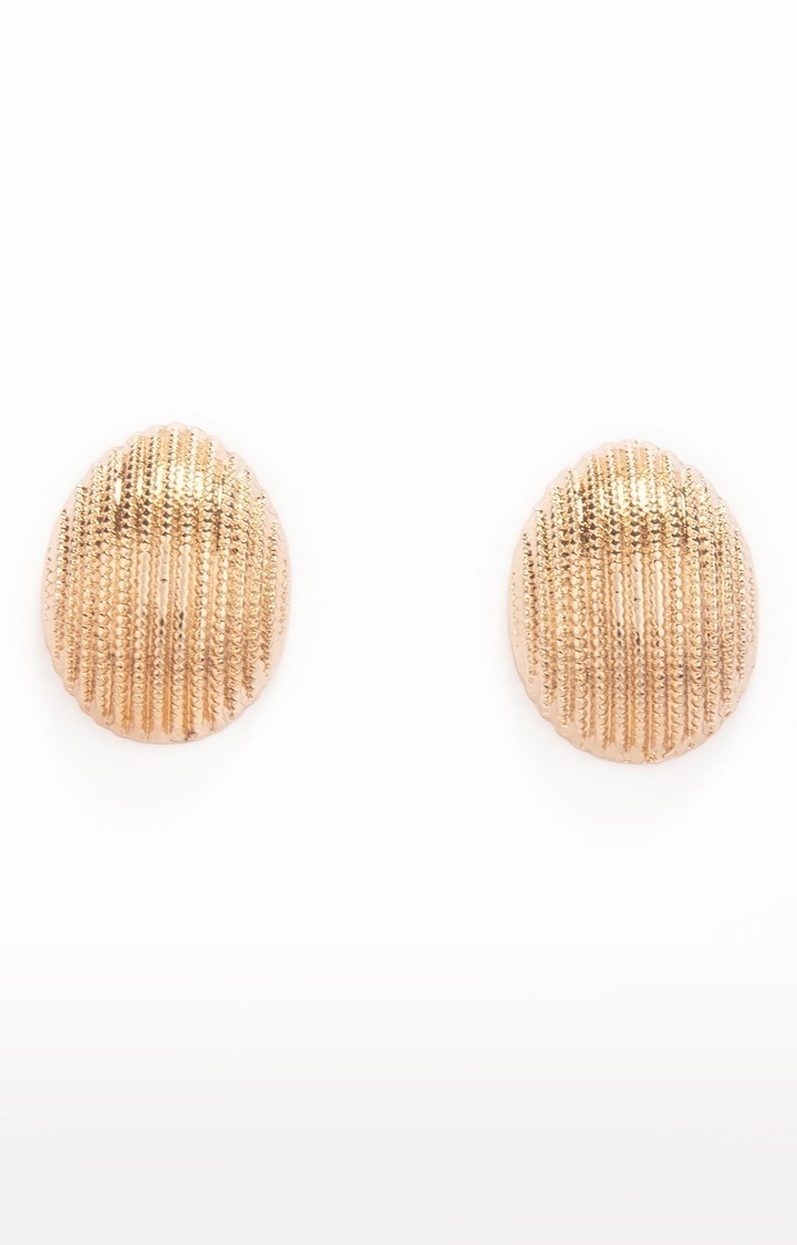 Lilly & sparkle | Lilly & Sparkle Alloy Gold Toned Oval Shape Stud Earrings for Women 1