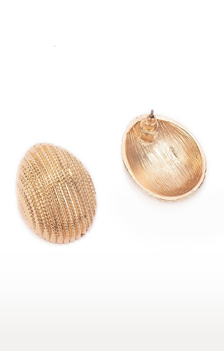 Lilly & sparkle | Lilly & Sparkle Alloy Gold Toned Oval Shape Stud Earrings for Women 3