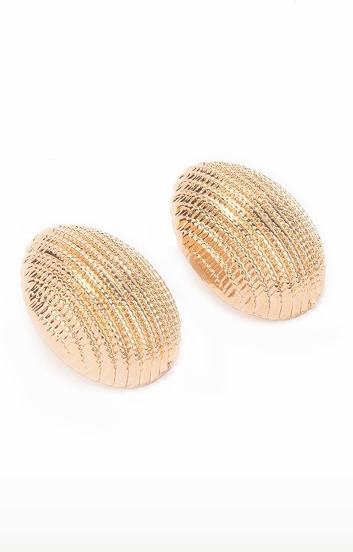 Lilly & sparkle | Lilly & Sparkle Alloy Gold Toned Oval Shape Stud Earrings for Women 2