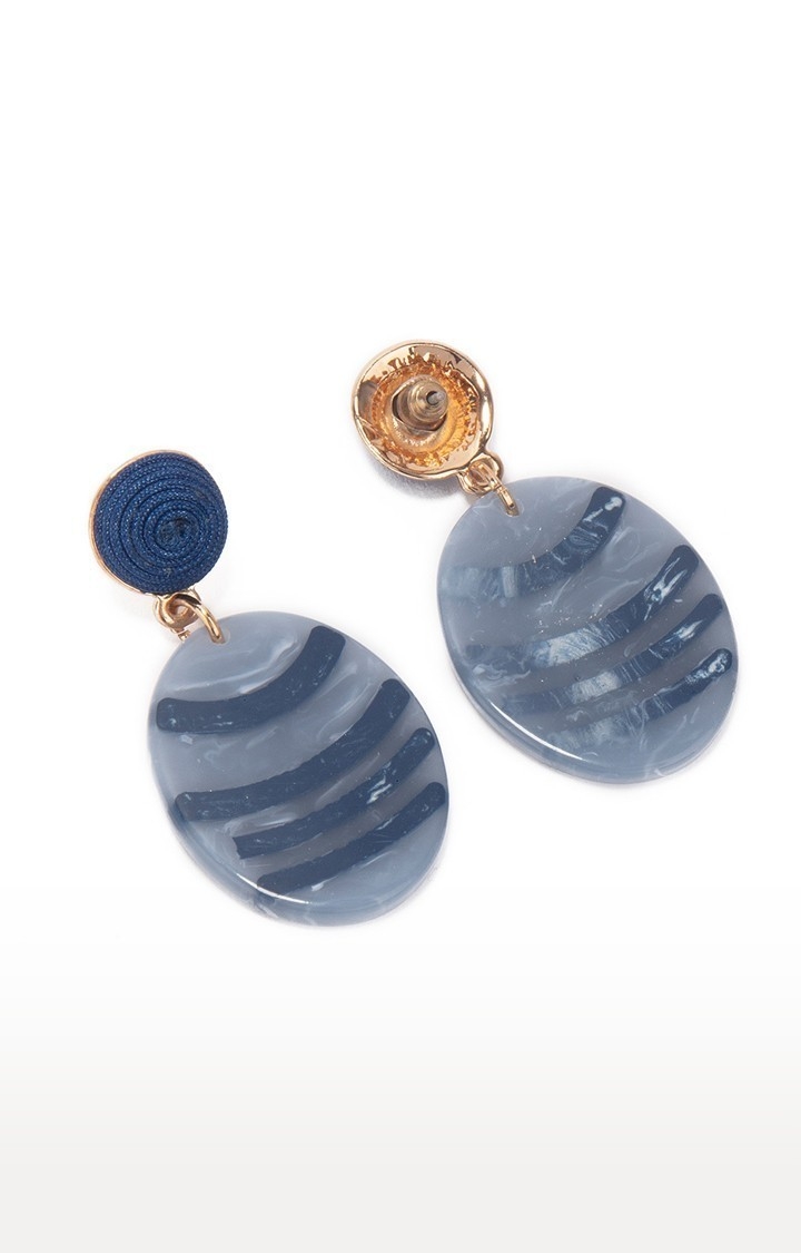 Lilly & sparkle | Lilly & Sparkle Blue Toned Stripe Drop Earrings for Women 3