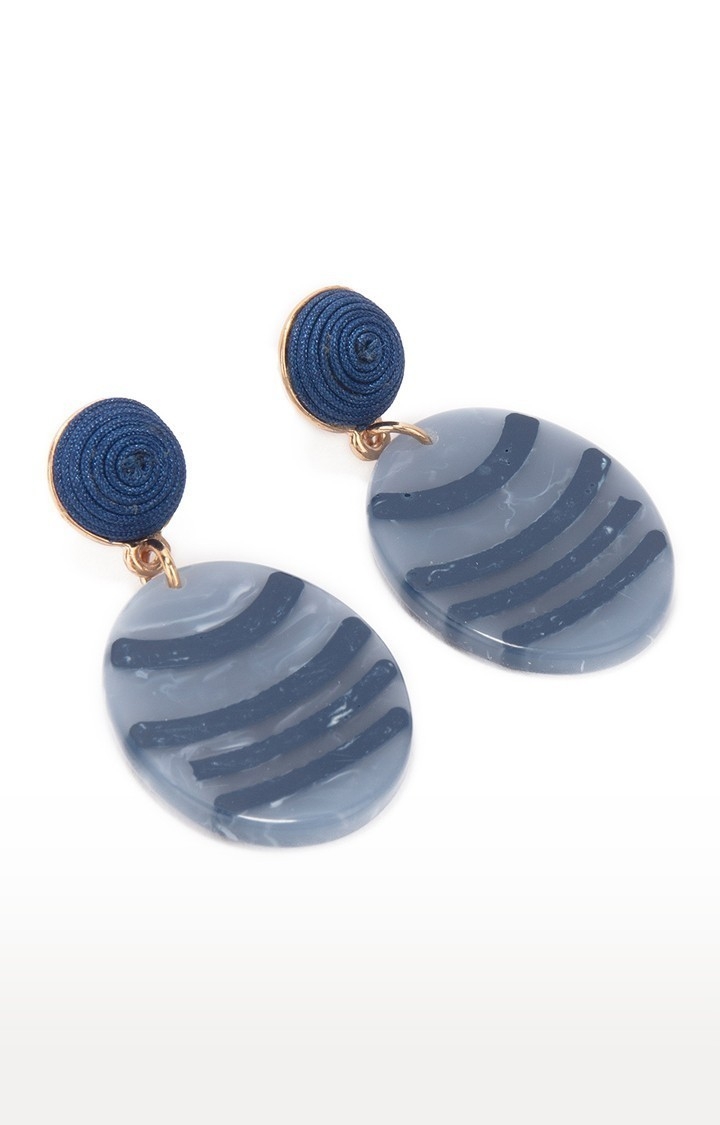 Lilly & sparkle | Lilly & Sparkle Blue Toned Stripe Drop Earrings for Women 2
