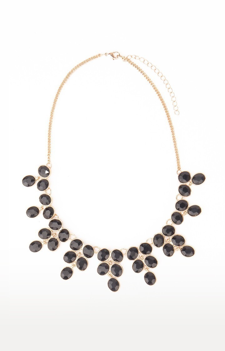 Lilly & sparkle | Lilly & Sparkle Alloy Black and Gold Toned Artificial Bead Statement Necklace for Women 1