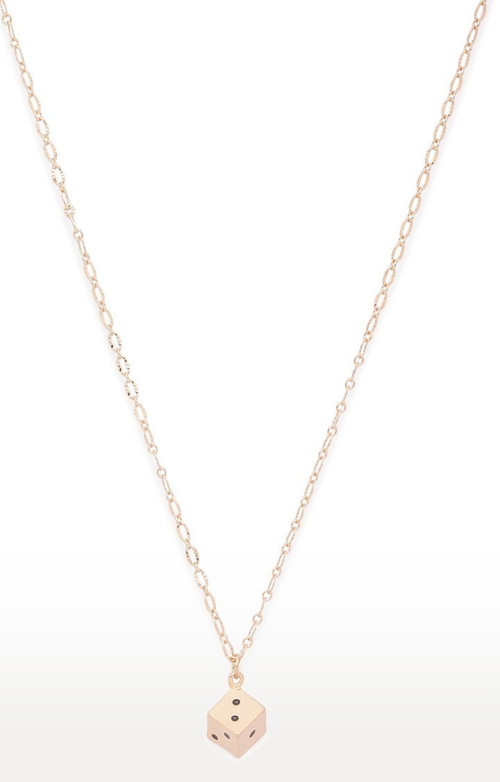 Lilly & sparkle | Lilly & Sparkle Alloy Gold Toned Cable Chain with Charming Cube Pendant Necklace for Women 2