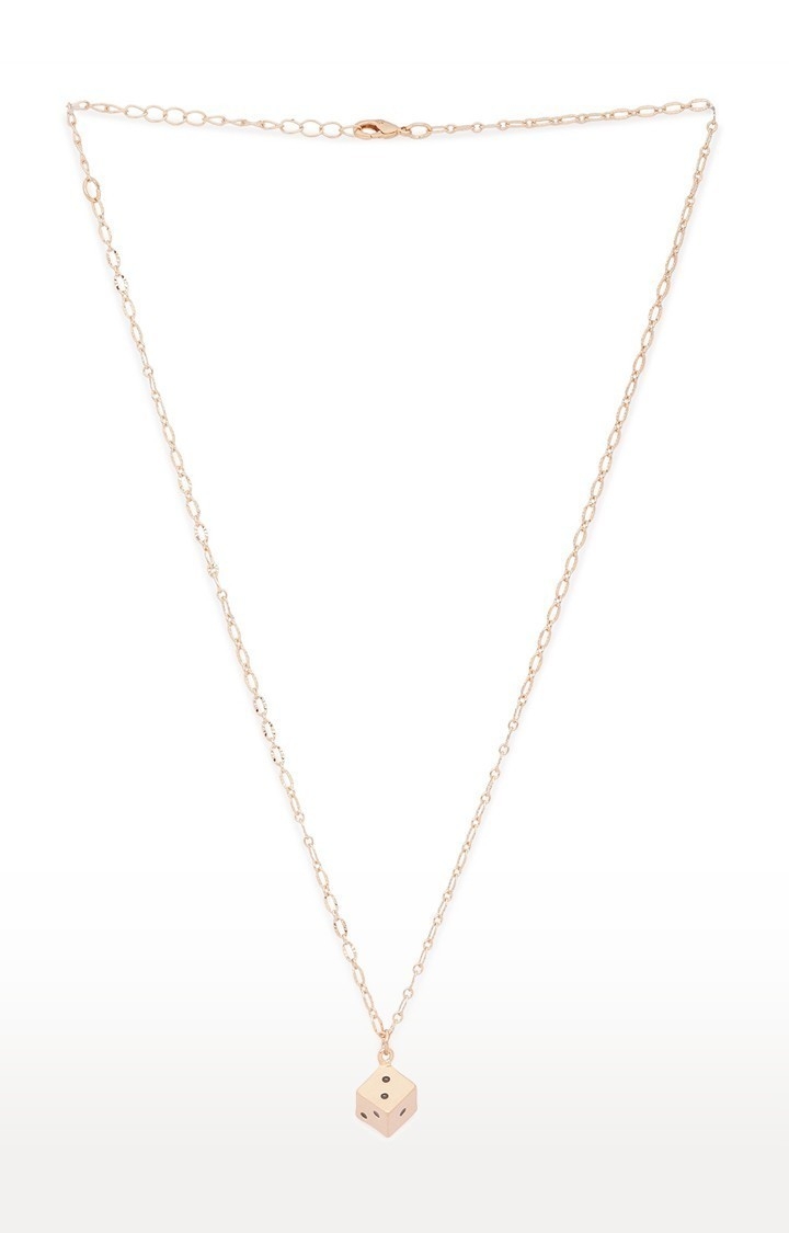 Lilly & sparkle | Lilly & Sparkle Alloy Gold Toned Cable Chain with Charming Cube Pendant Necklace for Women 1
