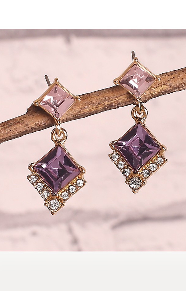 Buy Circular Purple Stone Silver Plated Earrings online-Karagiri