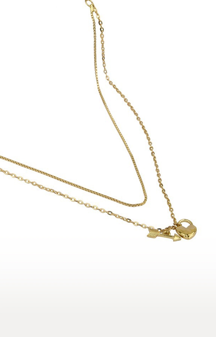 Lilly & sparkle | Lilly & Sparkle Gold Toned Two Layered Necklace With Heart And Arrow Charm 2