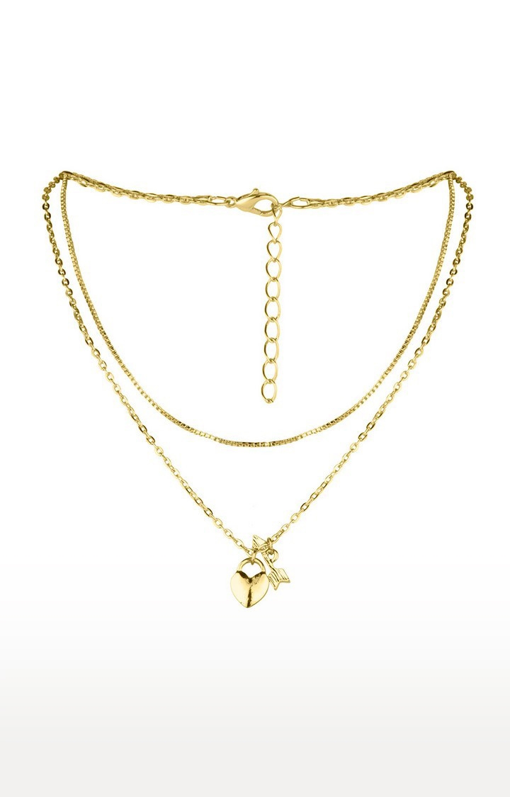 Lilly & sparkle | Lilly & Sparkle Gold Toned Two Layered Necklace With Heart And Arrow Charm 1