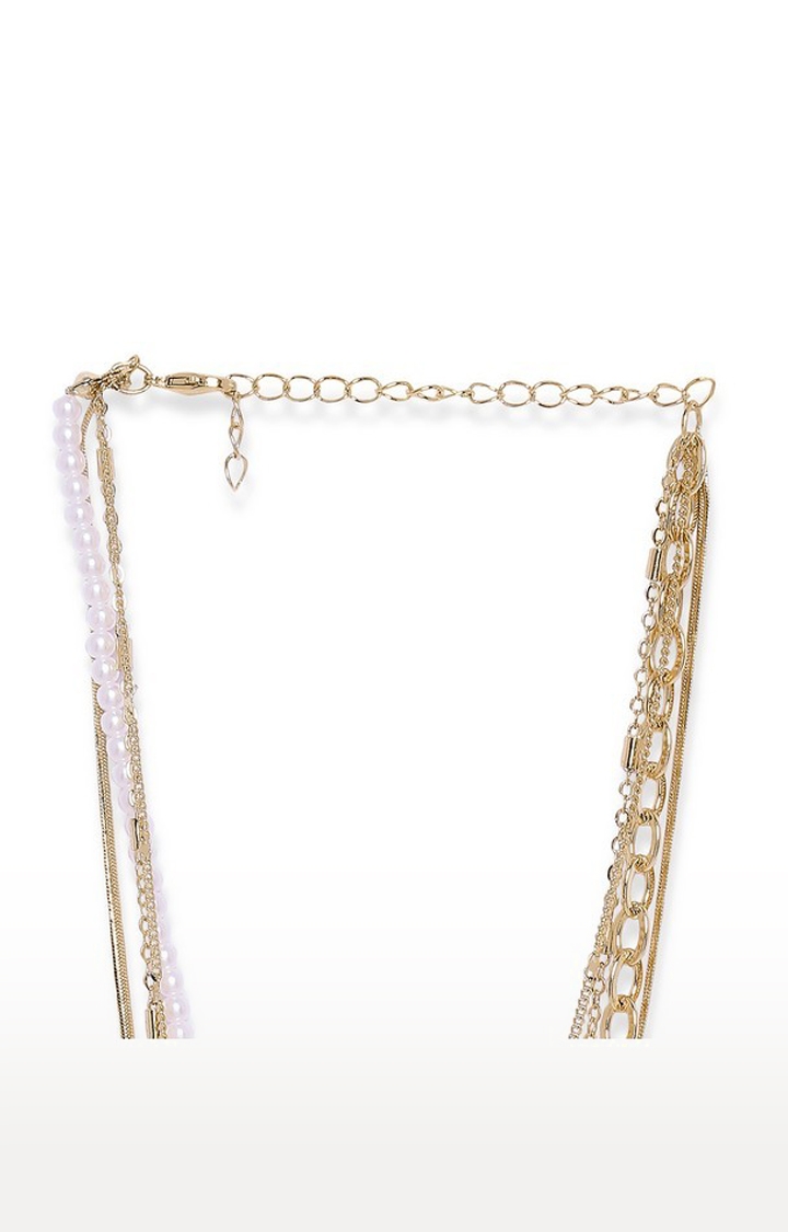 Heart Lock Half Gold and Half Pearl Necklace