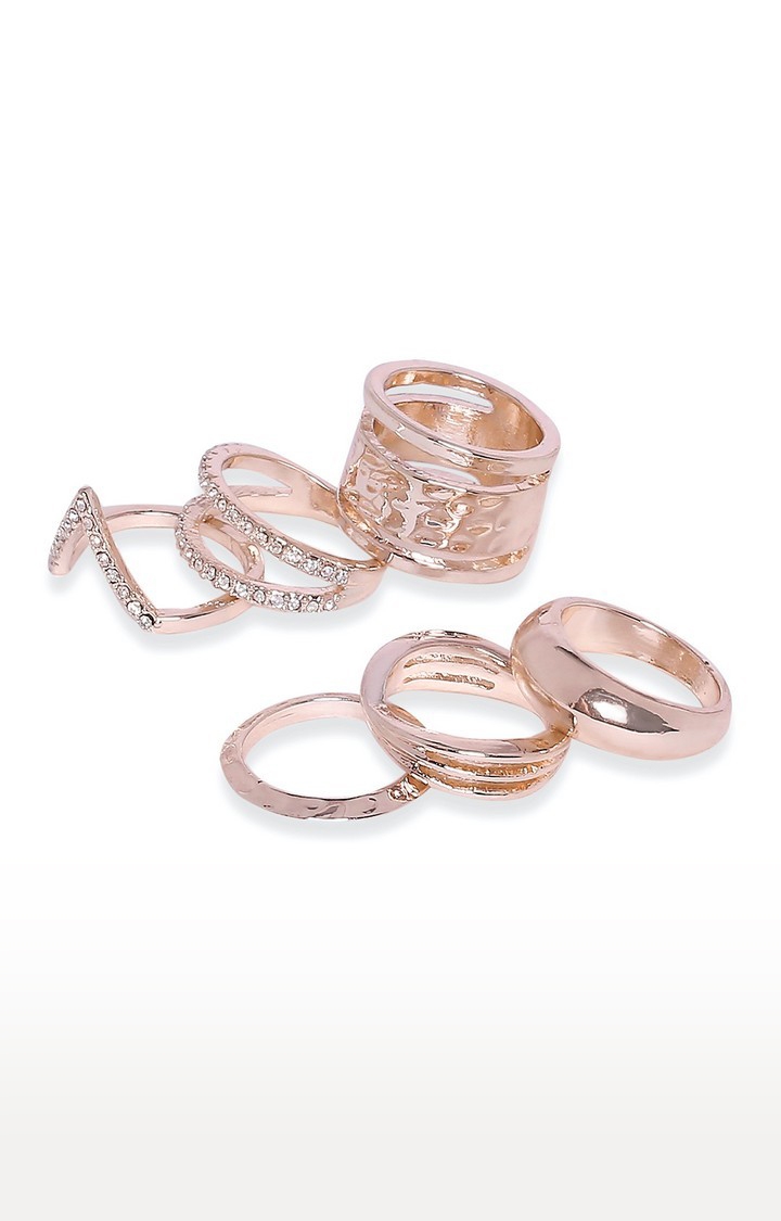 Lilly & sparkle | Lilly & Sparkle Rose Gold Rings With Stones Set Of 6 1