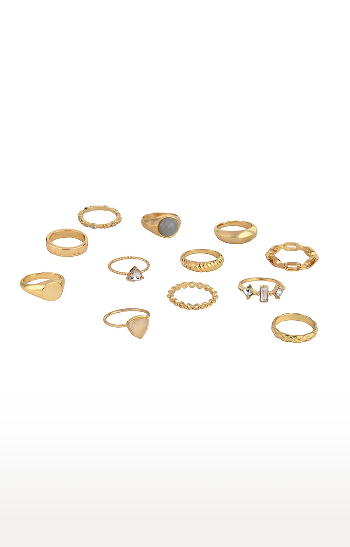 Lilly & sparkle | Lilly & Sparkle Gold Toned Rings Pack Set Of 10 3