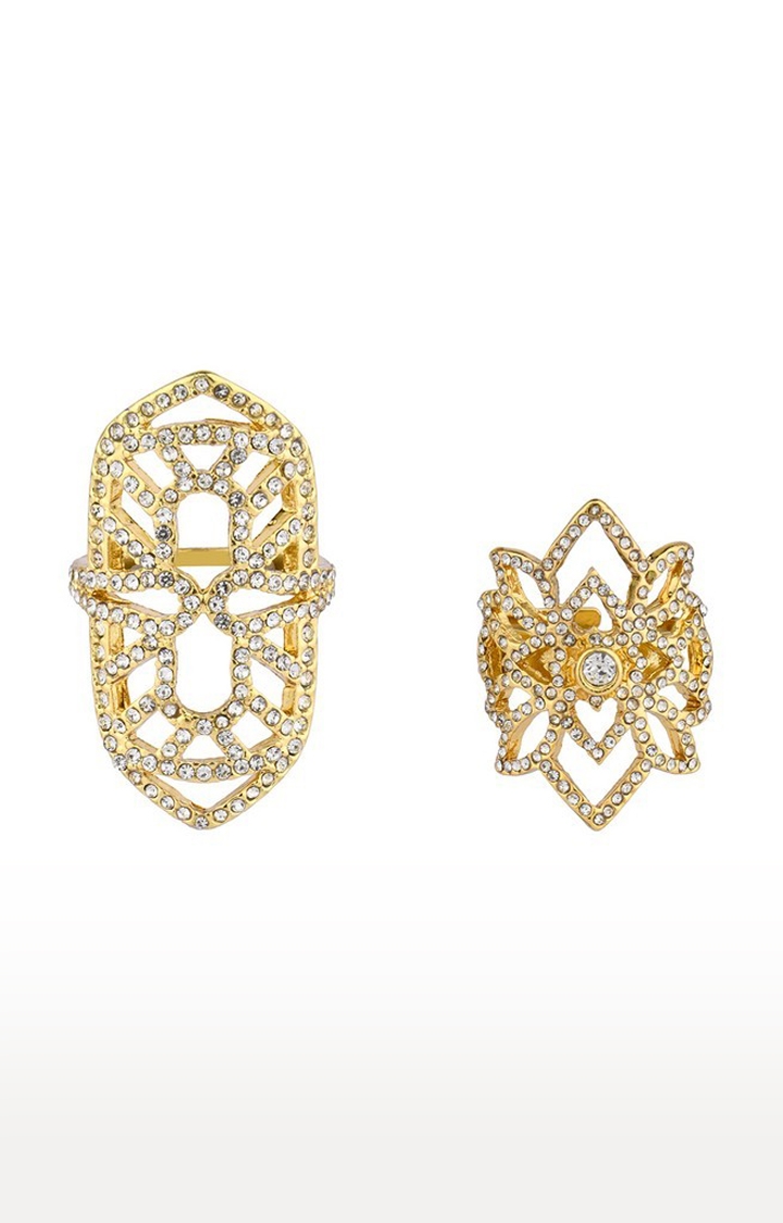 Lilly & sparkle | Lilly & Sparkle crystal studded filigree cocktail rings Set of 2 0