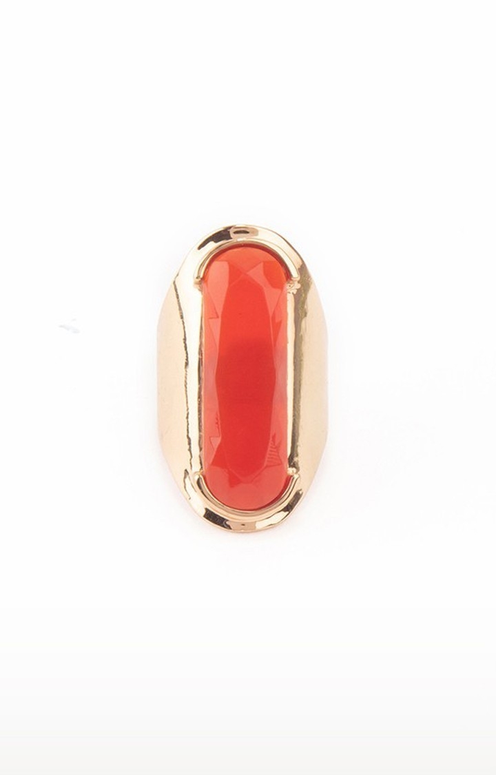 Lilly & sparkle | Lilly & Sparkle Alloy Long Oval Shaped Finger Ring for Women - Red 2