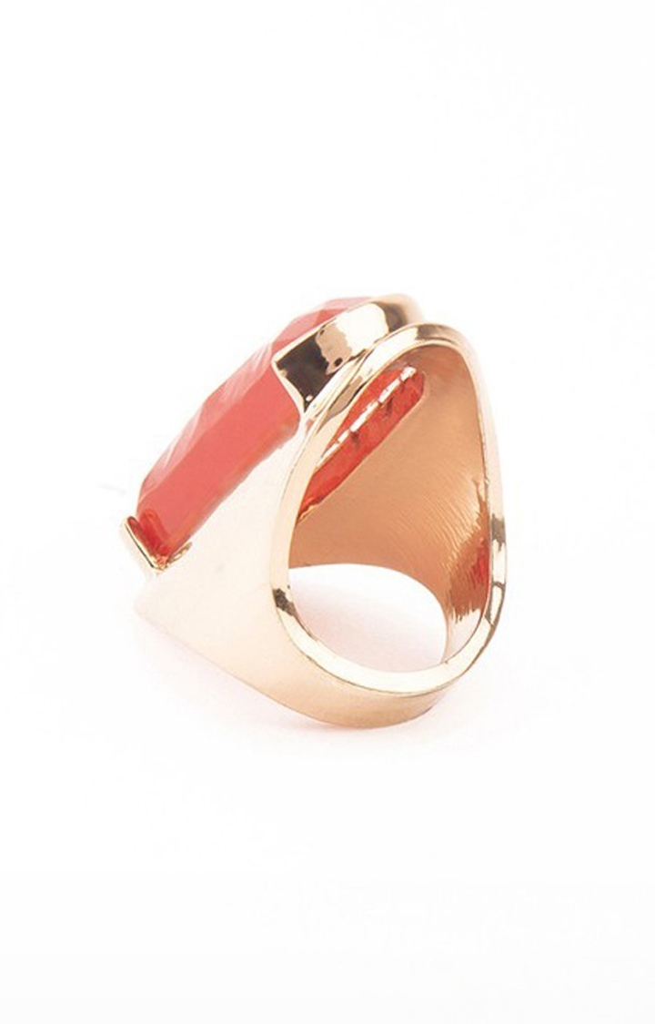 Lilly & sparkle | Lilly & Sparkle Alloy Long Oval Shaped Finger Ring for Women - Red 1