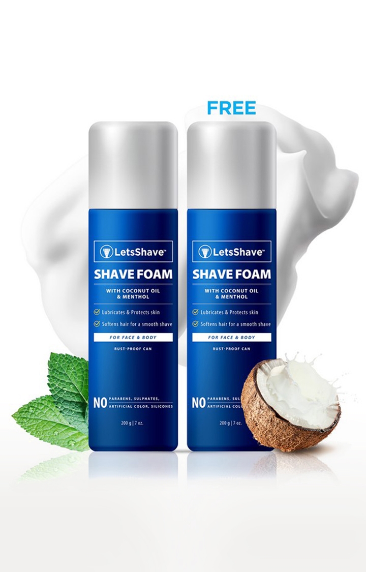LetsShave | LetsShave Shave Foam - Coconut Oil Enriched - Rust Proof Aluminium Bottle - Paraben and Sulphate Free - 200 g (1 + 1 FREE) 0