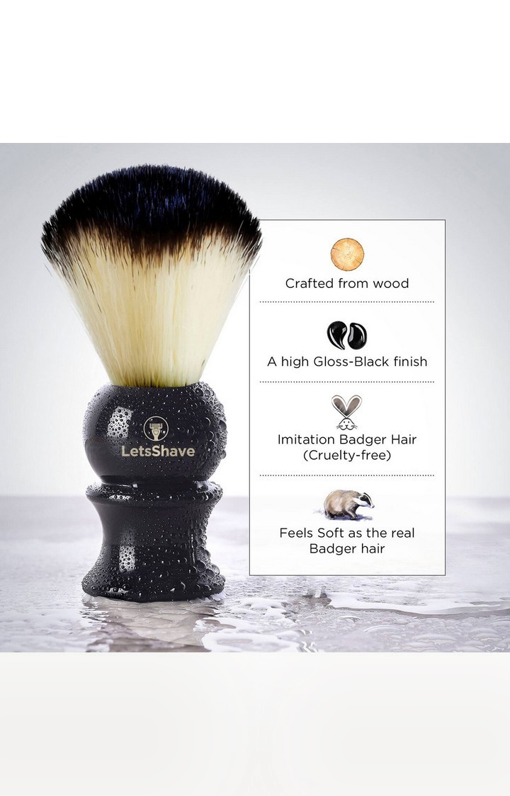 LetsShave | LetsShave Imitation Badger Shaving Brush - Hand Made, Soft Hair - Glossy Black Handle 1