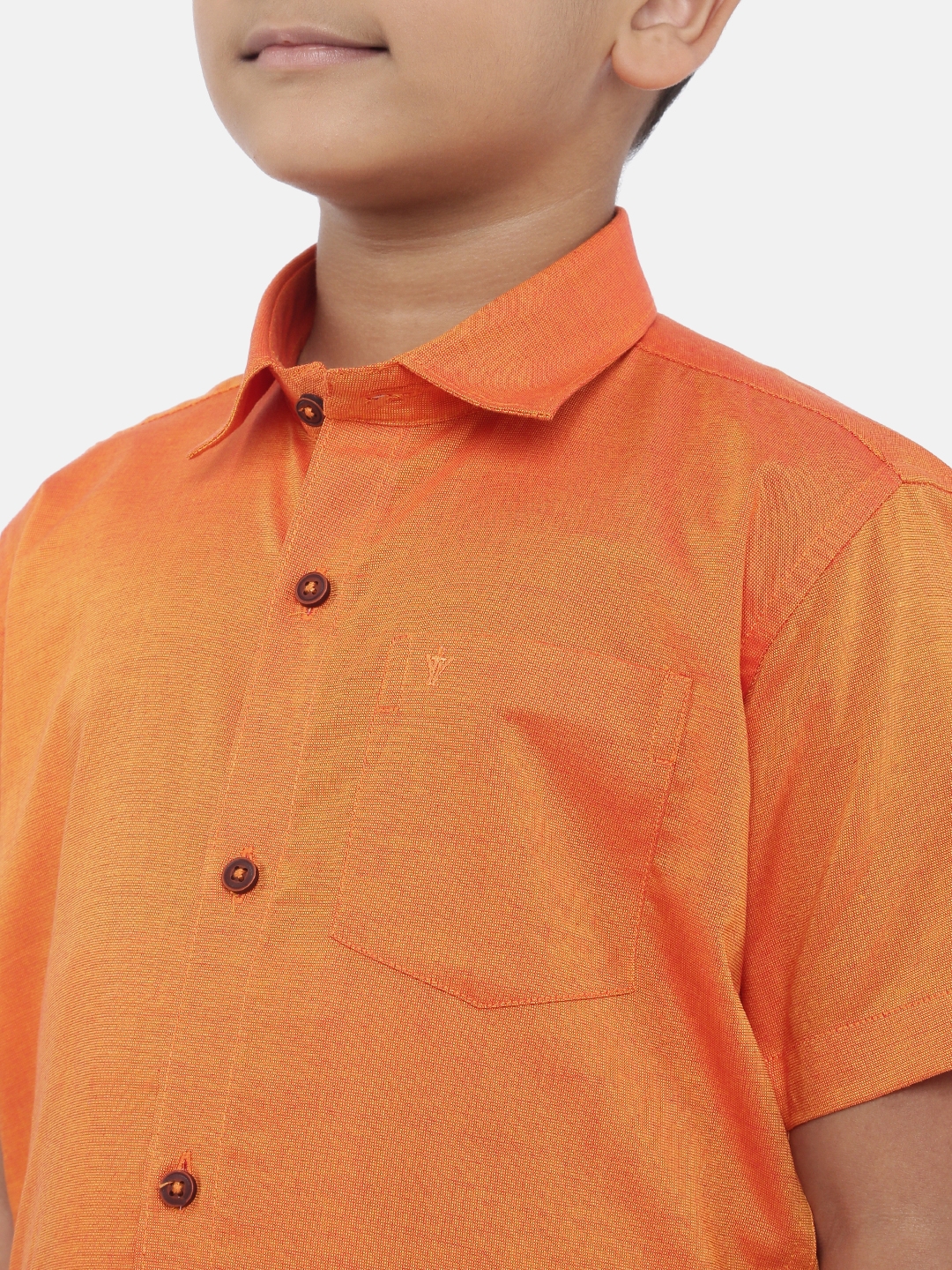Ramraj Cotton | Ramraj Boys Orange Solid Shirt with White Dhoti 2
