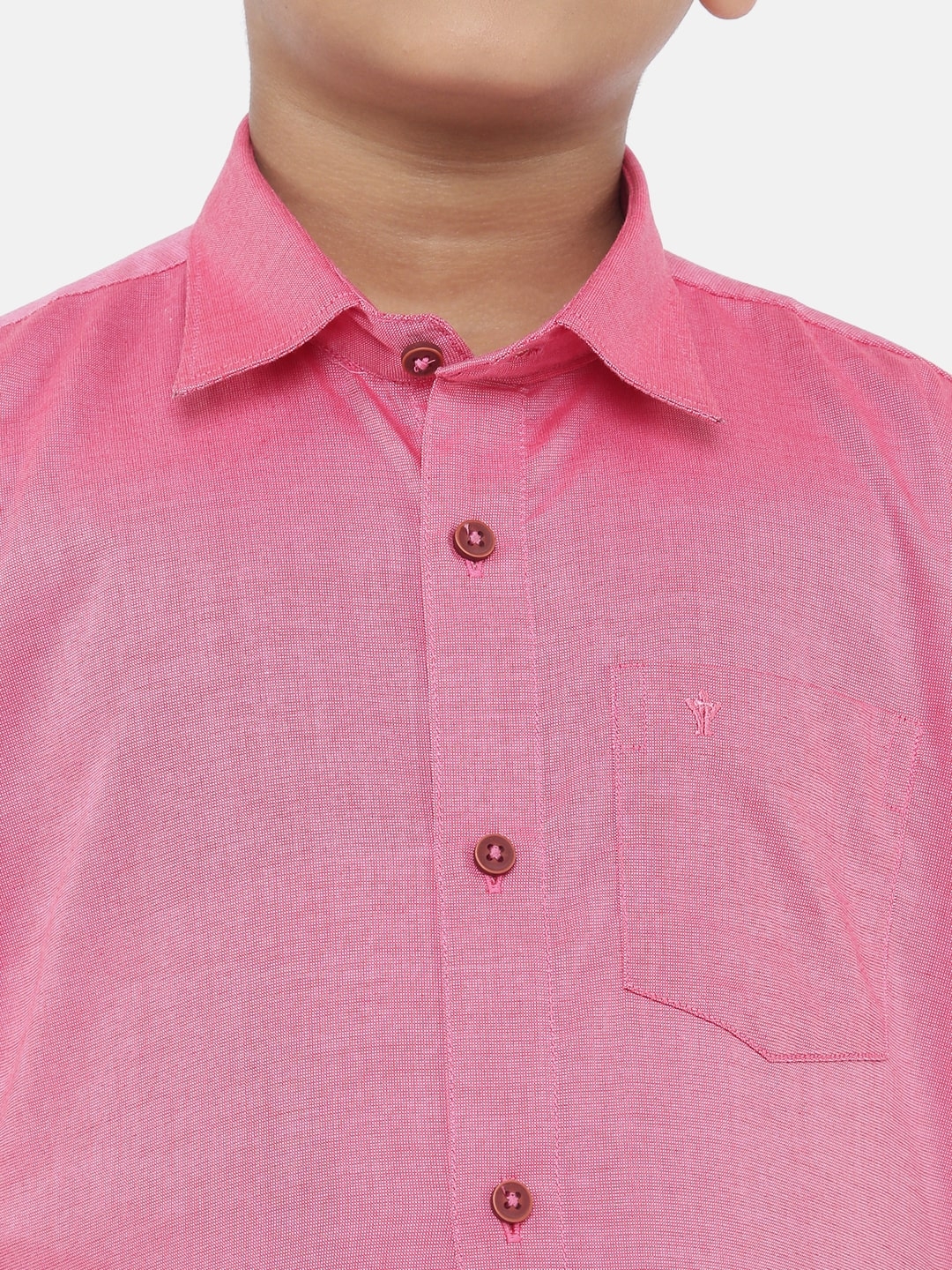 Ramraj Cotton | Ramraj Boys Pink Solid Shirt with White Dhoti 3
