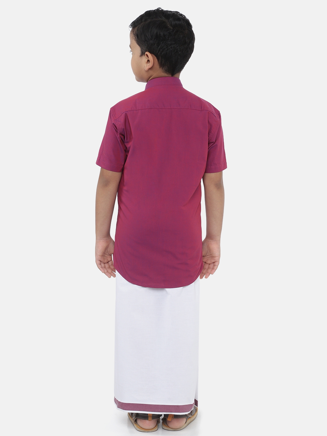 Ramraj Cotton | Ramraj Boys Pink Solid Shirt with White Dhoti 1
