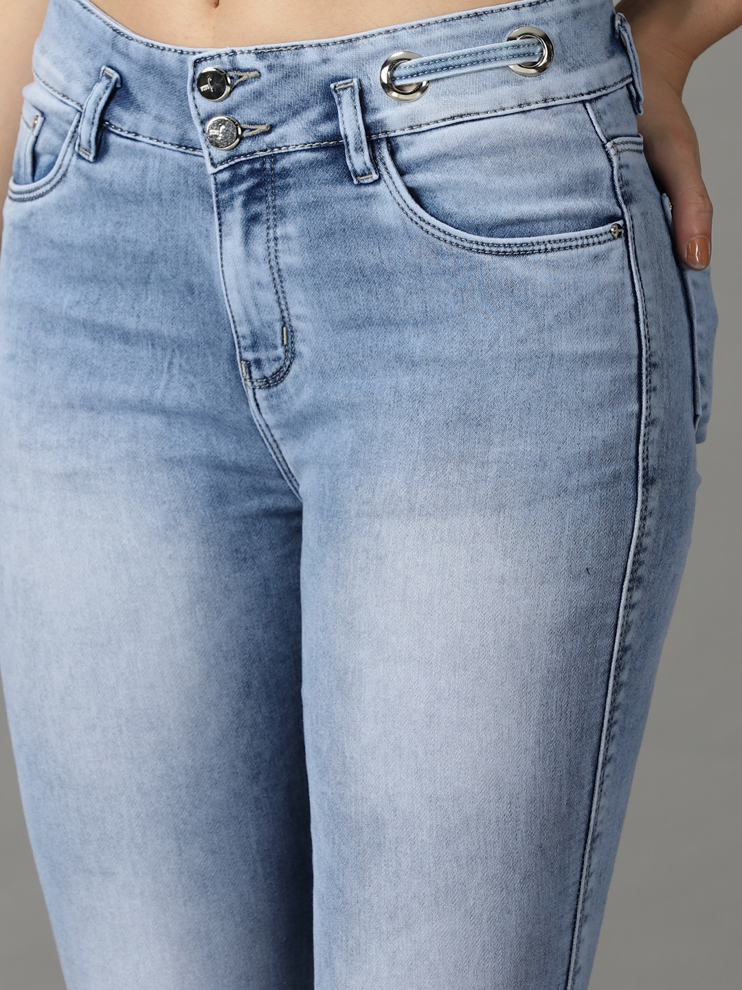 Showoff | SHOWOFF Women Blue Solid  Slim Fit Jeans 5
