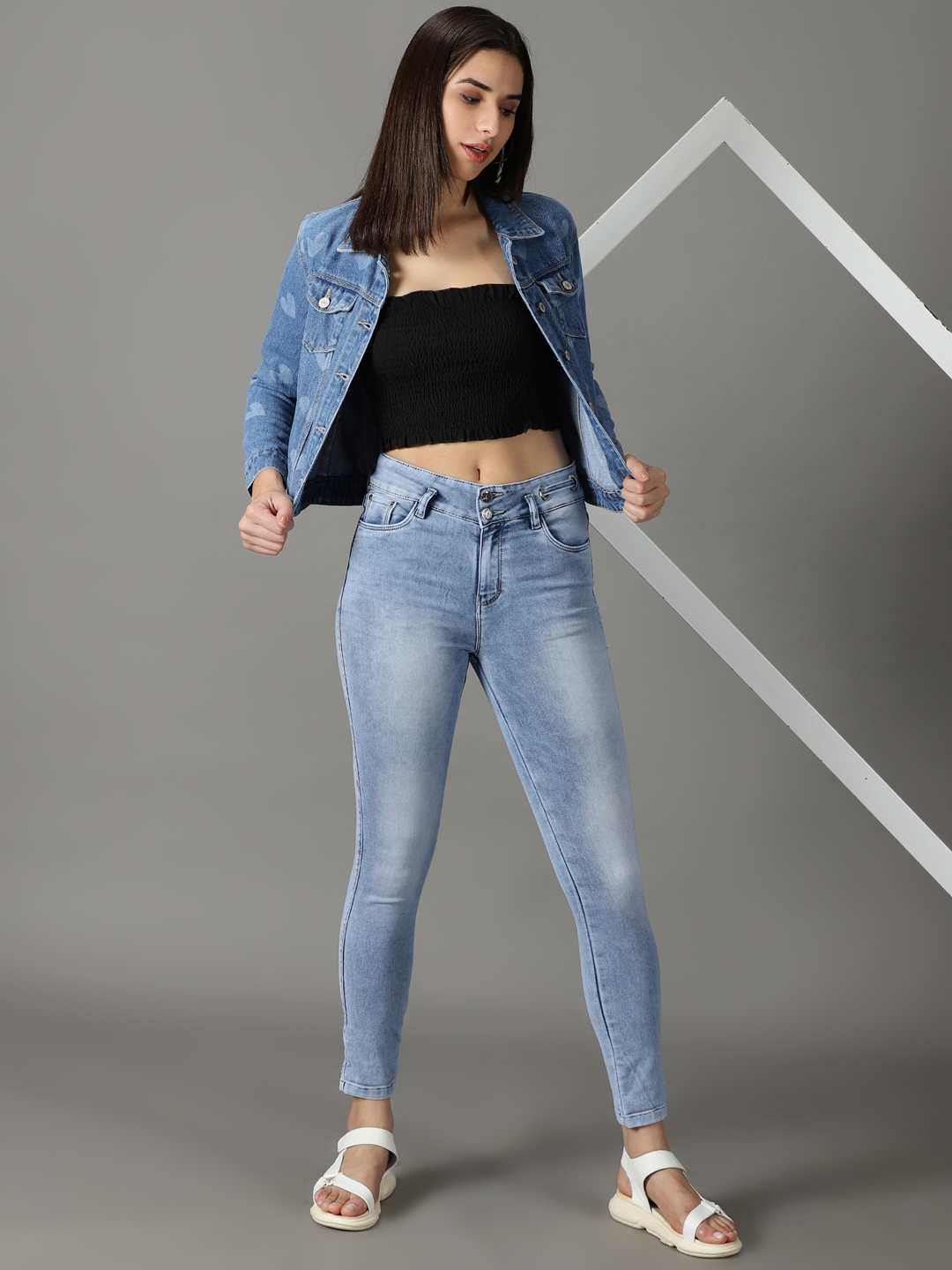 Showoff | SHOWOFF Women Blue Solid  Slim Fit Jeans 4