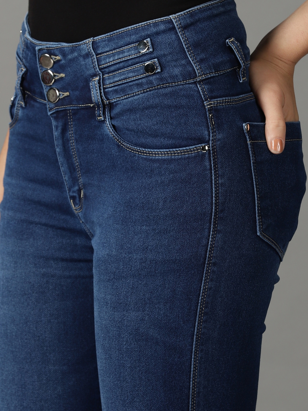 Showoff | SHOWOFF Women Blue Solid  Regular Fit Jeans 5