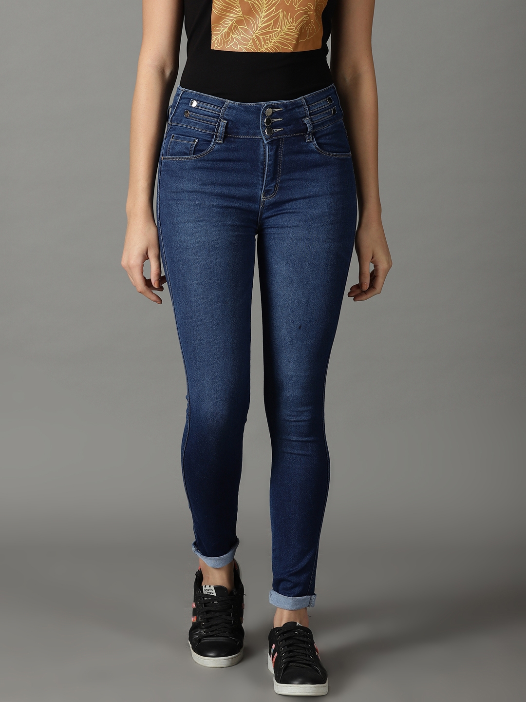 Showoff | SHOWOFF Women Blue Solid  Regular Fit Jeans 1