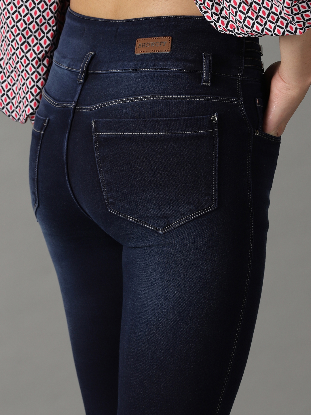 Showoff | SHOWOFF Women Navy Blue Solid  Regular Fit Jeans 6