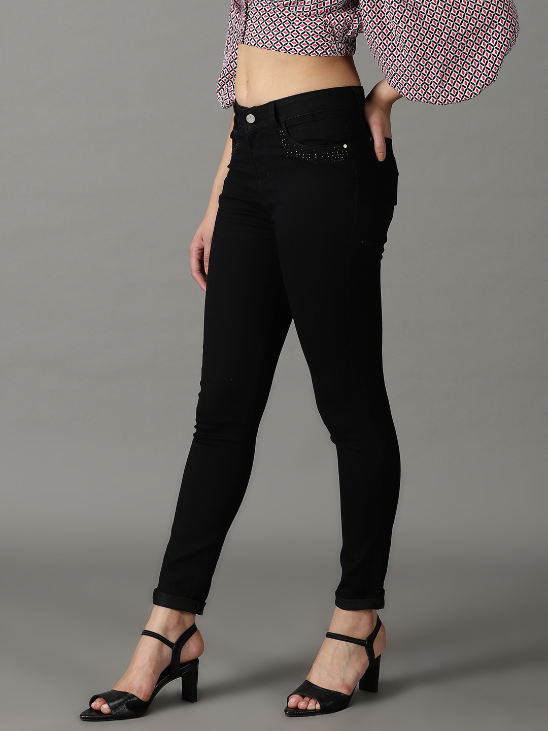 Showoff | SHOWOFF Women Black Solid  Regular Fit Jeans 2