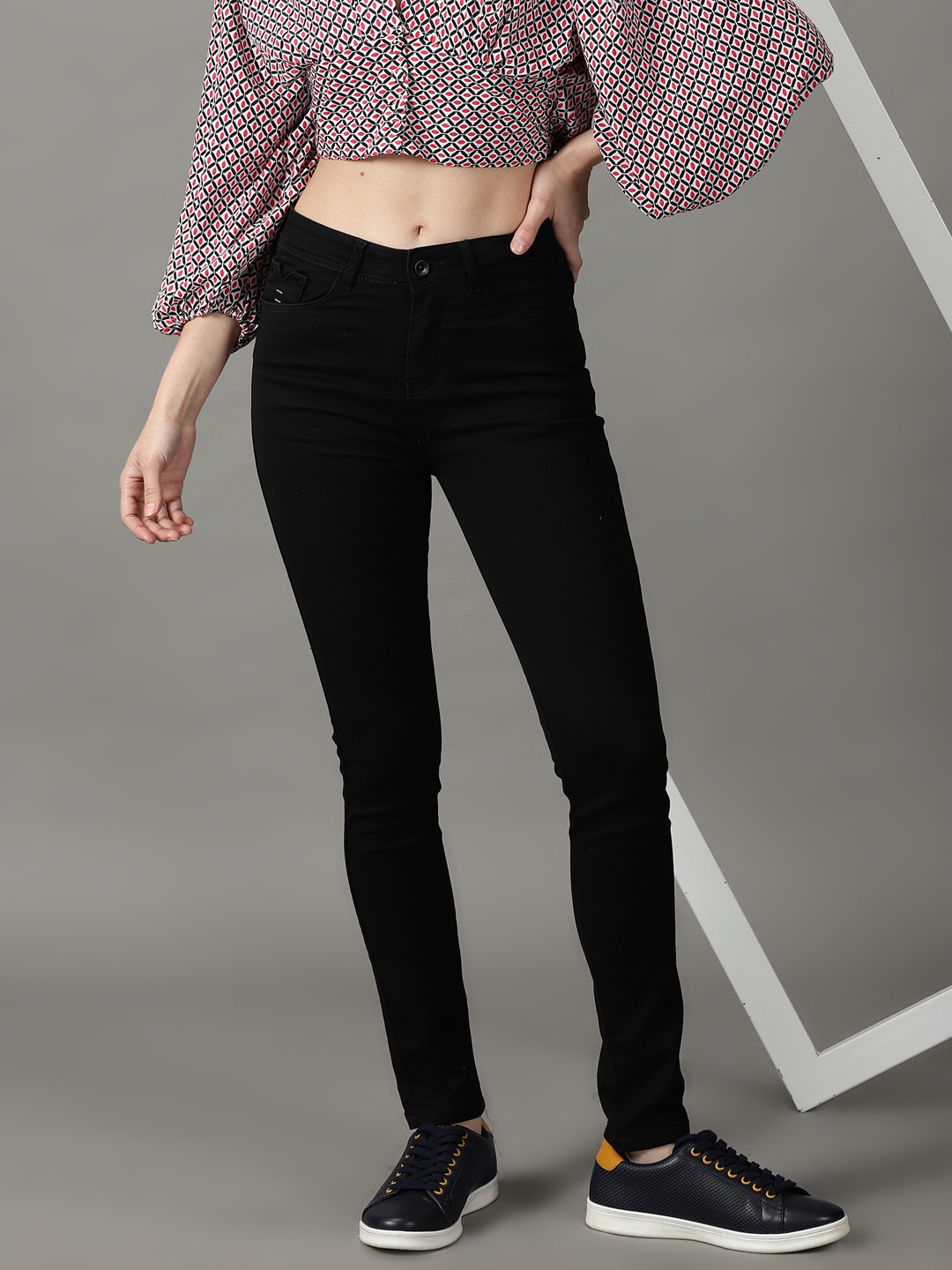 Showoff | SHOWOFF Women Black Solid  Slim Fit Jeans 0
