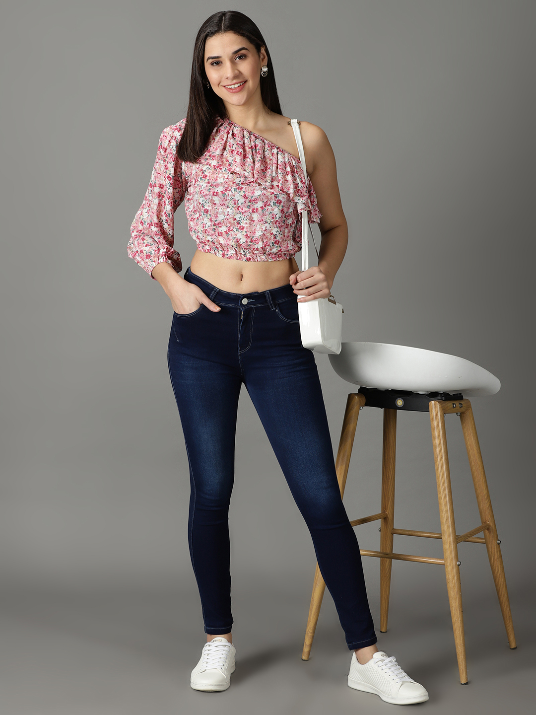 SHOWOFF Women Navy Blue Solid  Slim Fit Jeans
