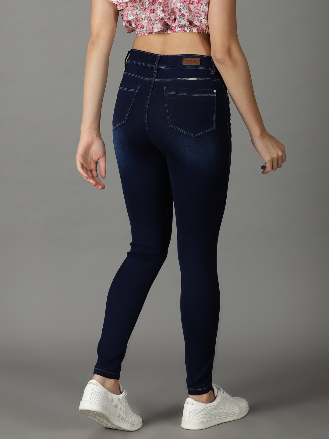 SHOWOFF Women Navy Blue Solid  Slim Fit Jeans