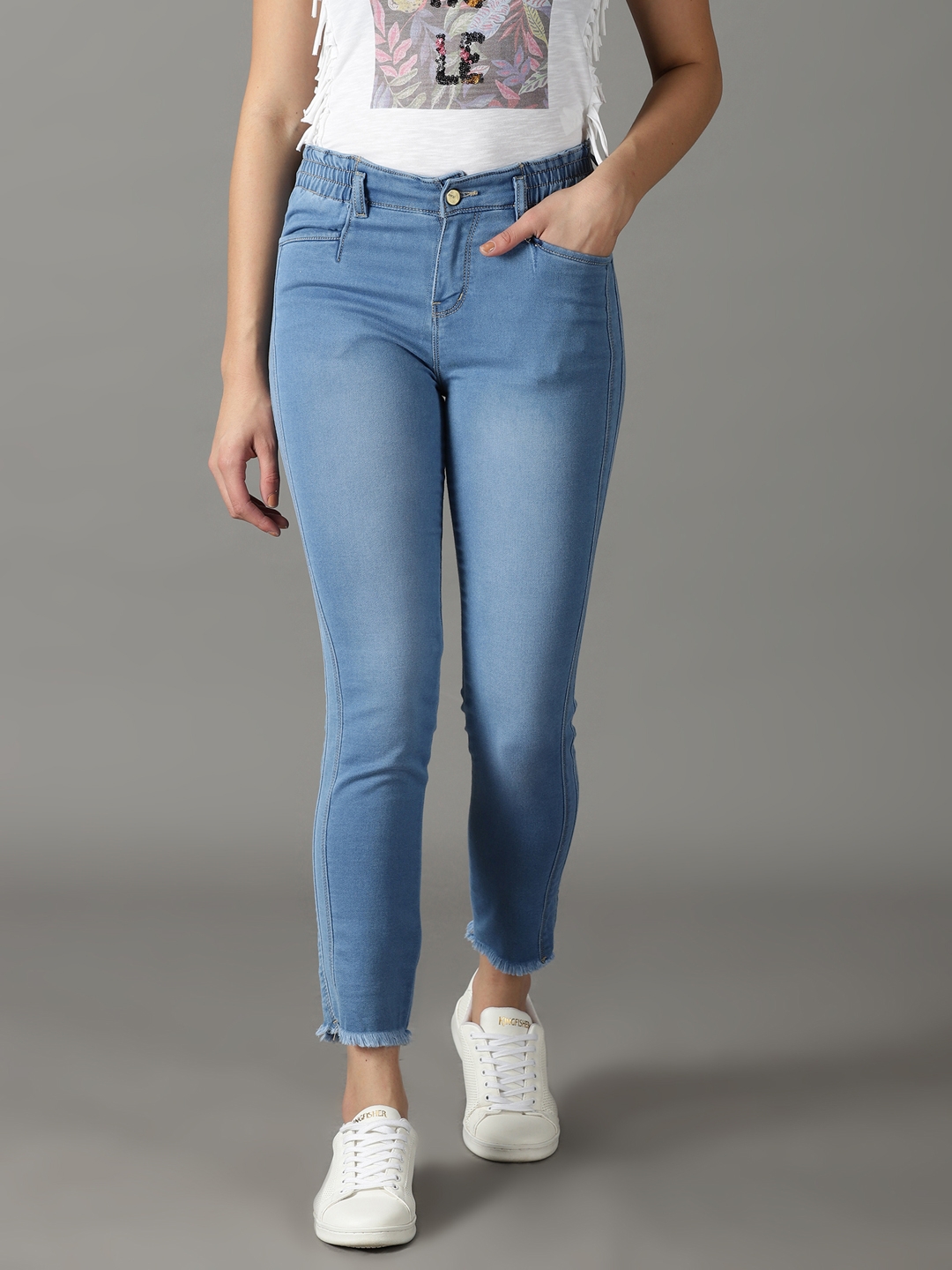 Showoff | SHOWOFF Women Blue Solid  Mom Fit Jeans 1
