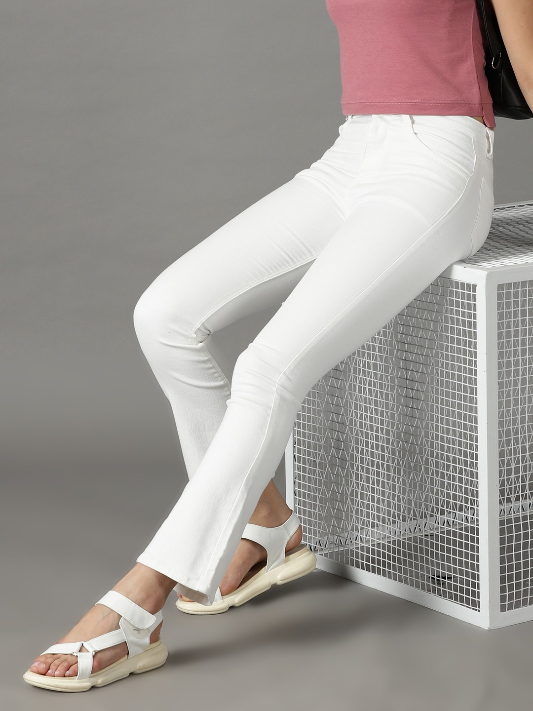 Showoff | SHOWOFF Women White Solid  Bootcut Jeans 0