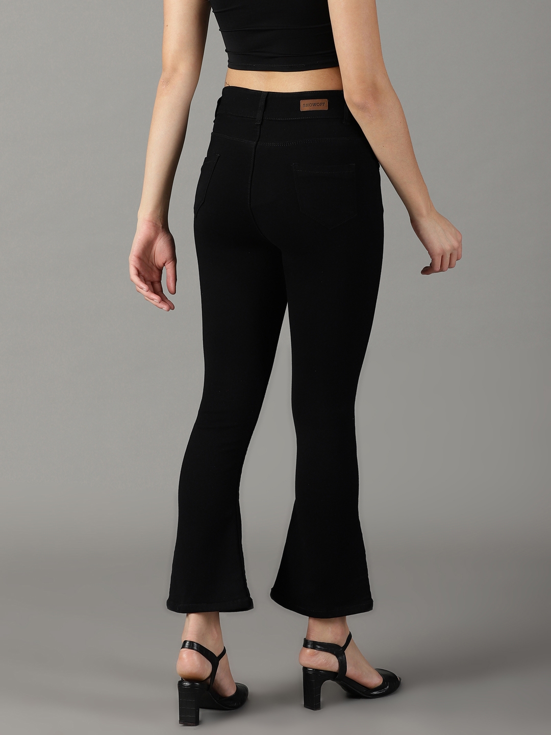 Showoff | SHOWOFF Women Black Solid  Bootcut Jeans 3