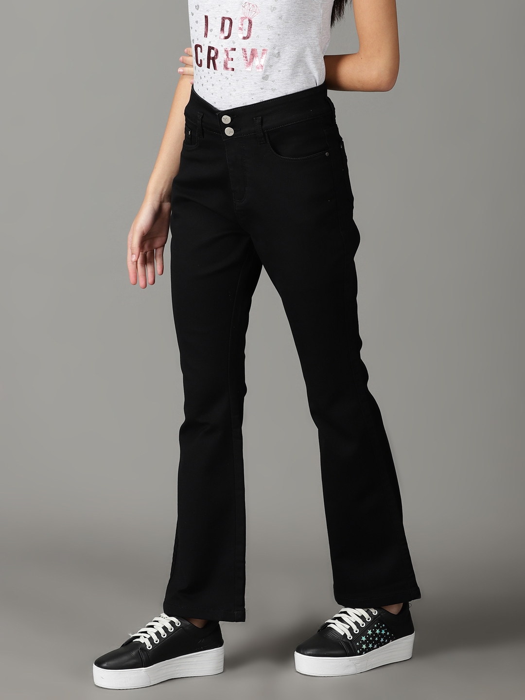 Showoff | SHOWOFF Women Black Solid  Bootcut Jeans 2