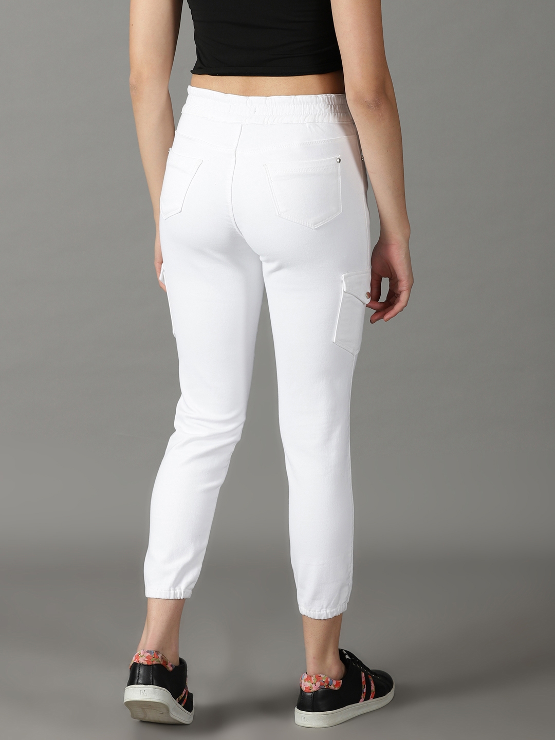 Showoff | SHOWOFF Women White Solid  Jogger Jeans 3
