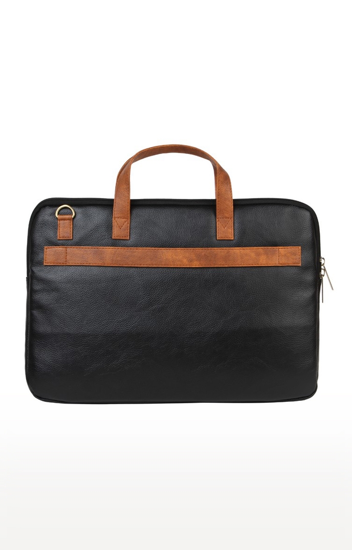 Vivinkaa | Vivinkaa Tan Faux Textured Leather 15.6 Inch Padded Laptop Messenger Bag  1