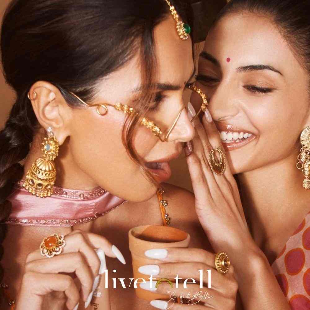  - Gold plated floral cutwork eyewear handcrafted in Jaipur - Statement glasses with rosette detailing for wedding or party wear - Artisanal eye jewellery with Indian floral motifs - Bold face jewellery for haldi, photoshoots, and cocktail styling