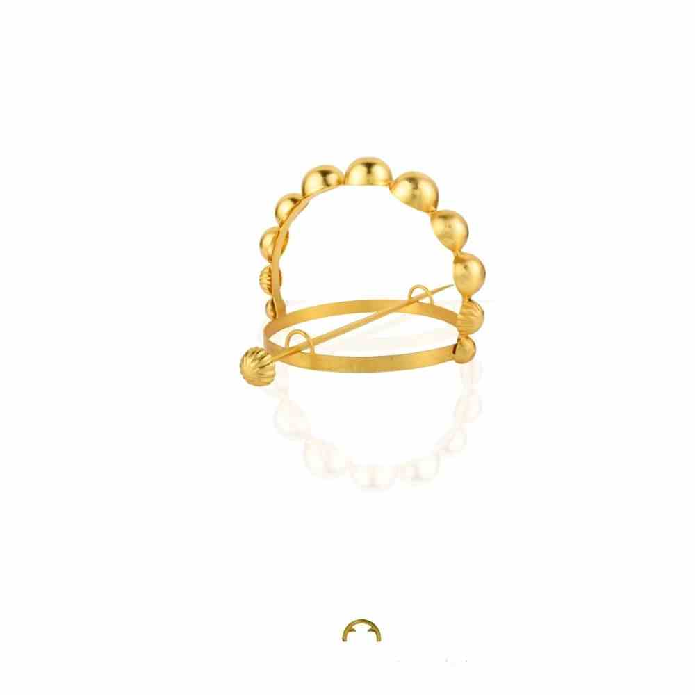 - Gold plated handcrafted hair bun ring with graduating balls - Statement hair accessory inspired by European architecture - 18k gold plated hair jewellery from Jaipur - Sculptural bun accessory for casual and festive styling