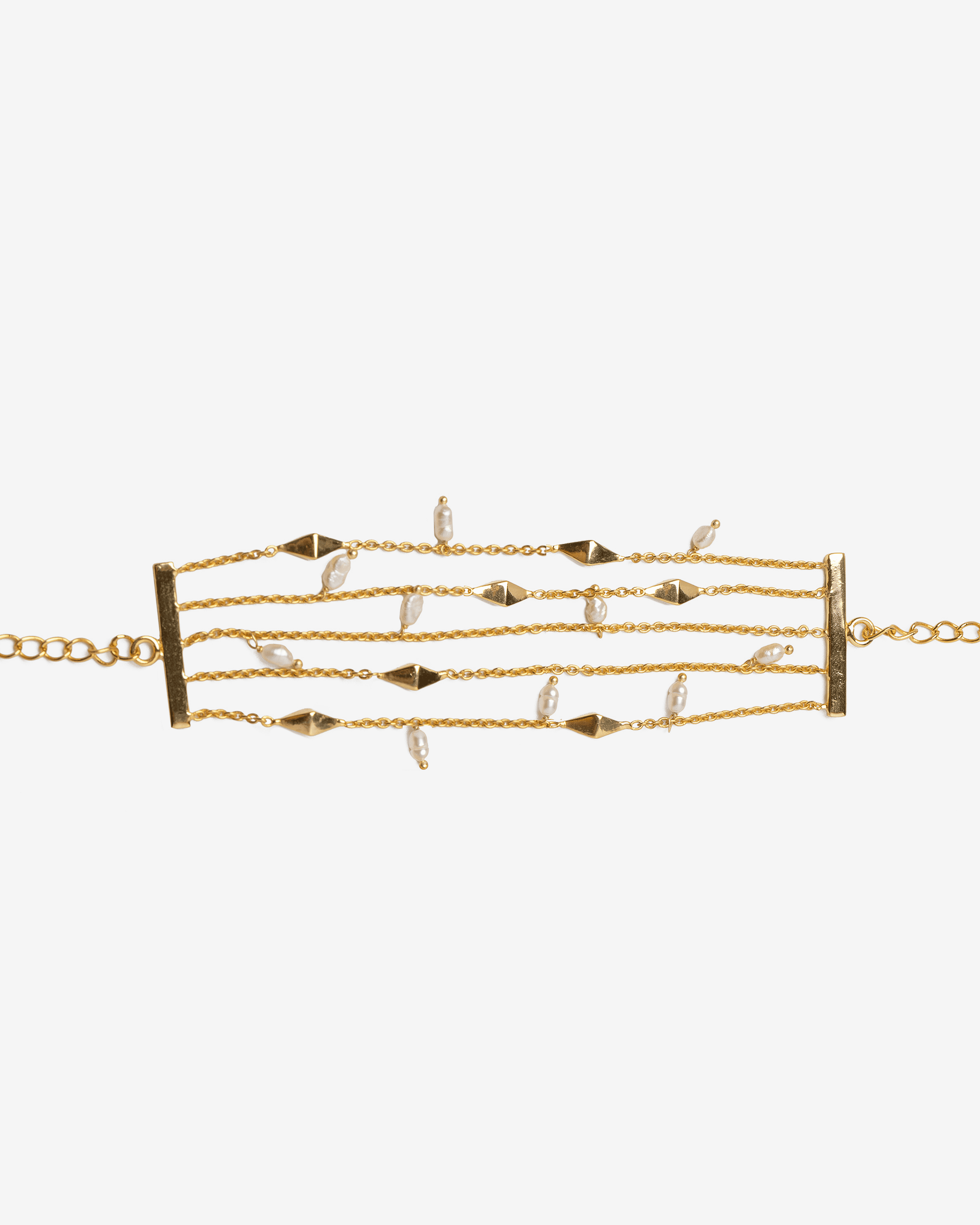 Spike Pearl Chain Manchette Bracelet