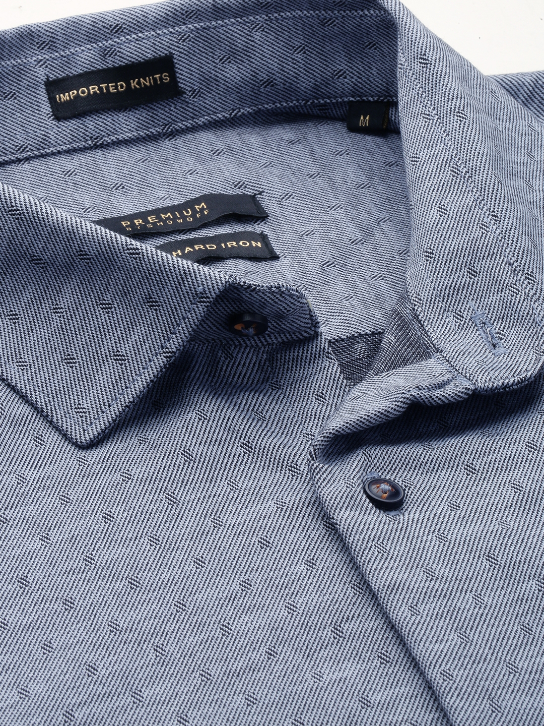 Showoff | SHOWOFF Men's Spread Collar Self Design Grey Slim Fit Shirt 6