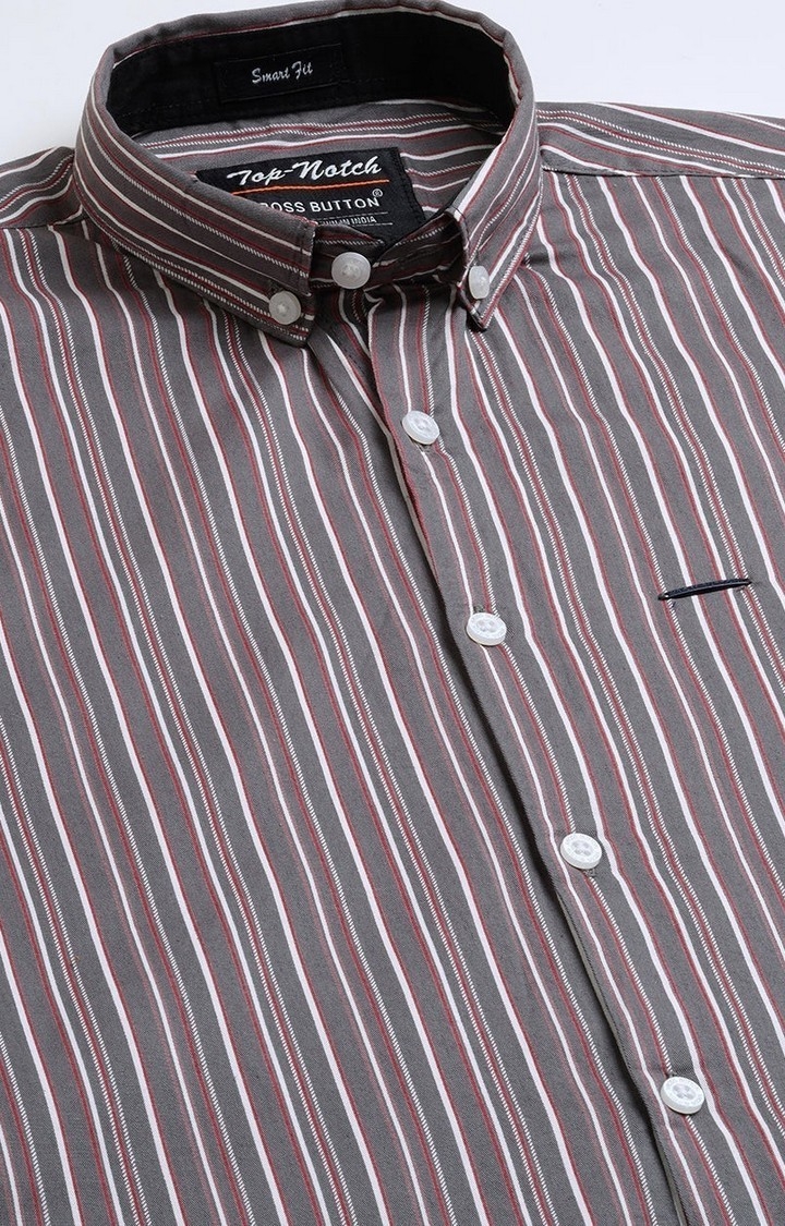 PRONK | Men's Roman Stripes Grey Shirt