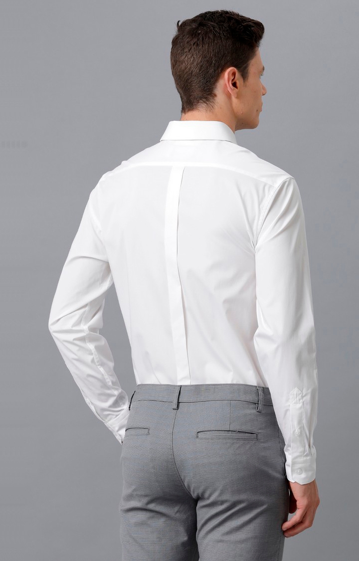 Men's White Linen Solid Formal Shirt