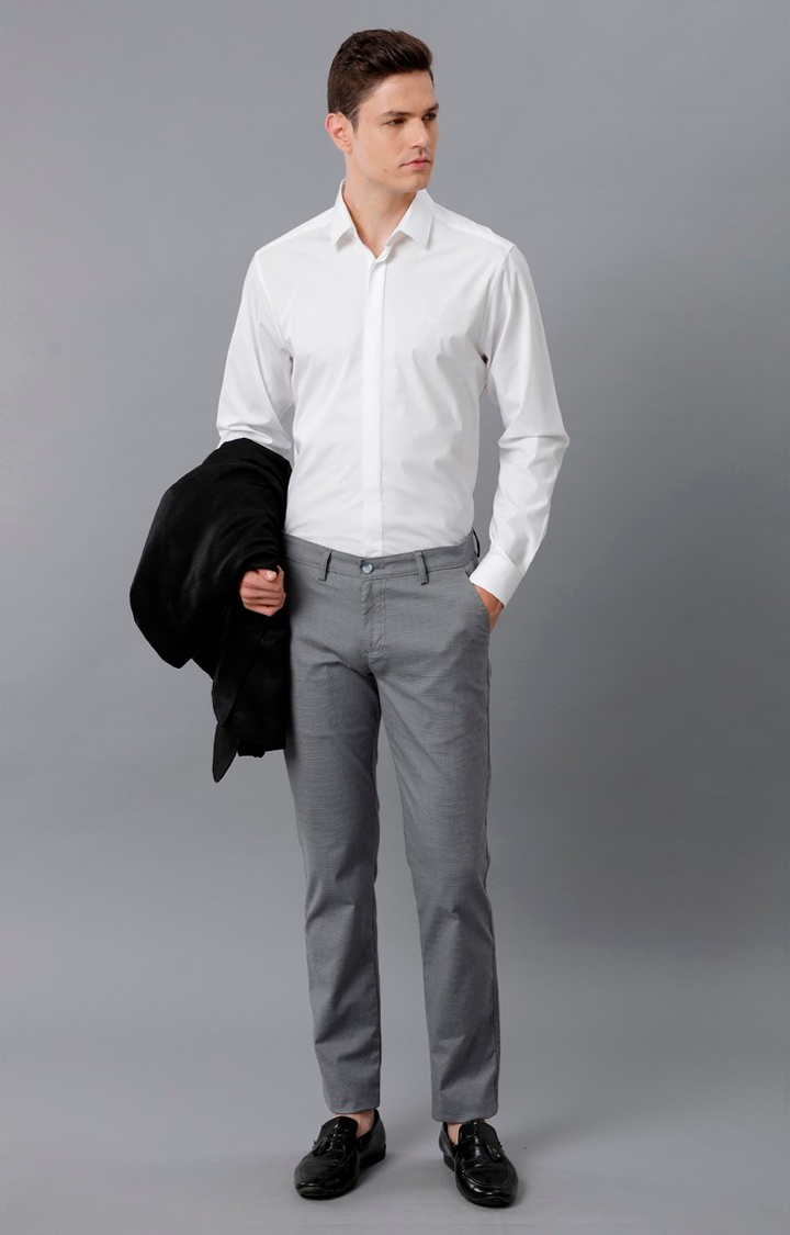 Men's White Linen Solid Formal Shirt